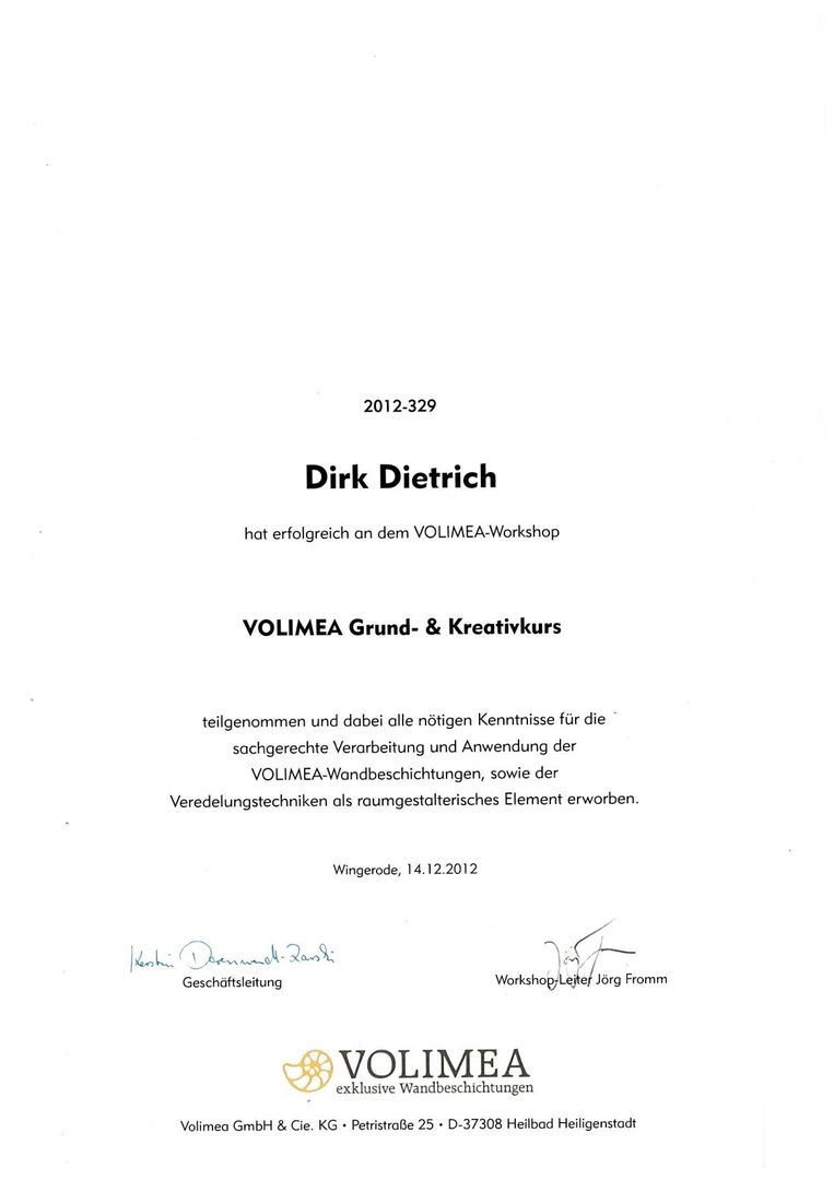 Zertifikat Volimea